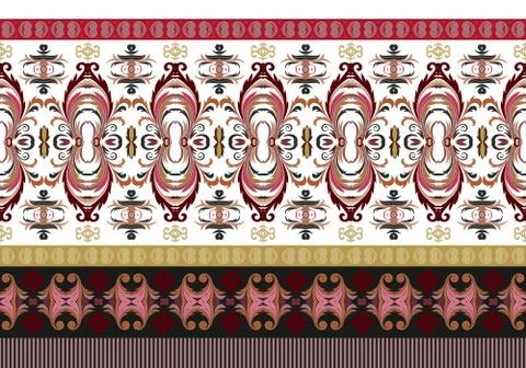 Vector horizontal seamless border. Beautiful floral pattern in modern style Stock Illustration