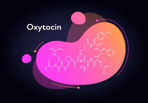Vector hormones fluid banner template. Oxytocin structure Stock Illustration