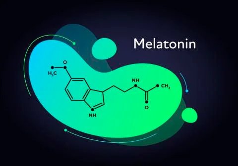 Vector hormones fluid banner template. Melatonin structure Stock Illustration