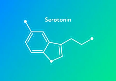 Vector hormones gradient banner template. Seratonin (5-HT) structure Illustrazione stock