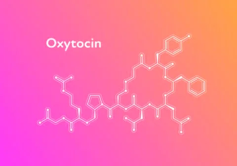 Vector hormones gradient banner template. Oxytocin structure Stock Illustration