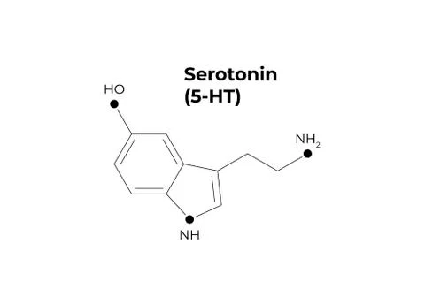 Vector hormones minimalistic banner template. Seratonin (5-HT) structure Stock Illustration