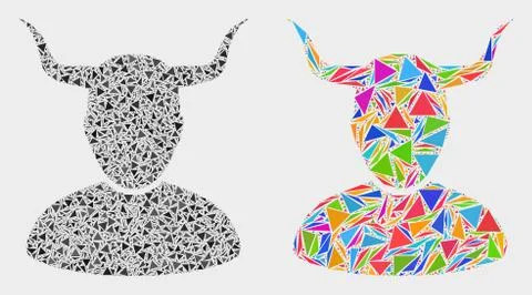 Vector Horned User Mosaic Icon of Triangle Elements Stock Illustration