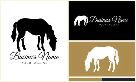 Vector horse line logo template Illustrazione stock