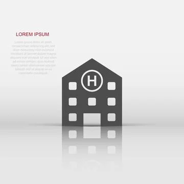 Vector hospital building icon in flat style. Infirmary medical clinic sign .. 스톡 일러스트