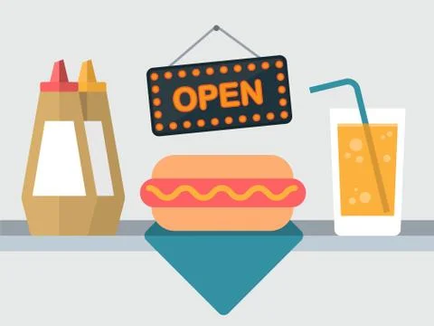 Vector hot dog illustration Stock Illustration