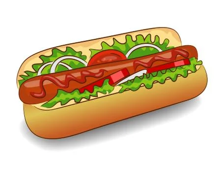 Vector Hot Dog with ketchup Stock Illustration