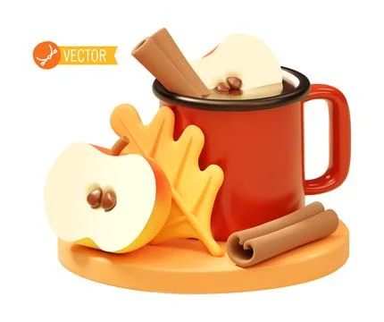Vector hot spiked apple cider in cup Stock Illustration
