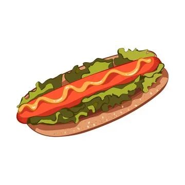 Vector hotdog with mustard. Illustration vector. icon isolated on white. Illustrazione stock