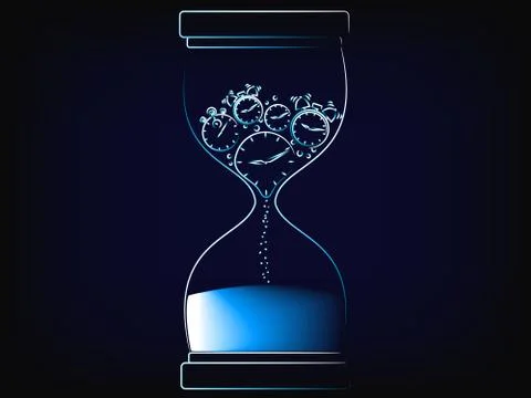 Vector hourglass melting clock, the time is now concept Illustrazione stock