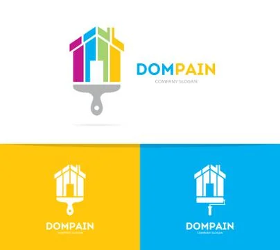 Vector of house and brush logo combination. Real estate and paintbrush symbol or Stock Illustration