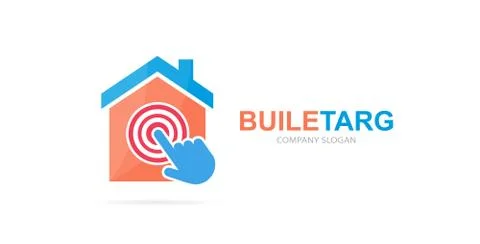 Vector house and click logo combination. Real estate and cursor symbol or icon Stock Illustration