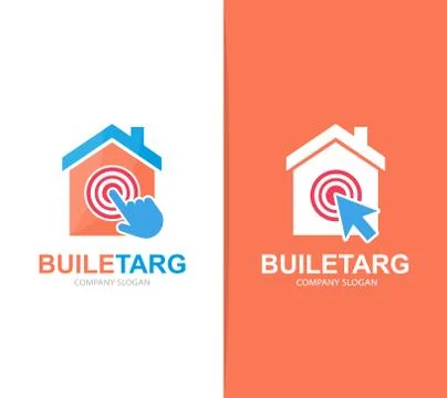 Vector house and click logo combination. Real estate and cursor symbol or icon 스톡 일러스트