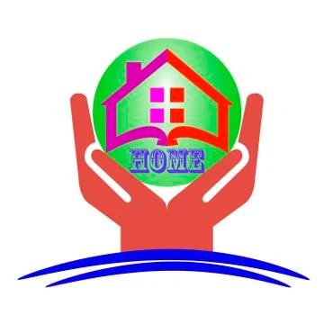Vector house and the planet in the hands of Stock-Illustration