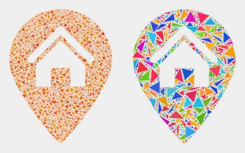 Vector House Map Marker Mosaic Icon of Triangle Elements Stock Illustration