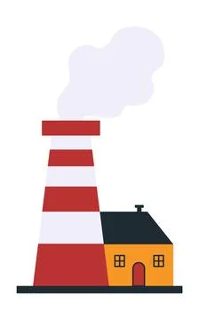 Vector house next to the factory eps 10. Vector yellow-white factory with a lot Stock Illustration