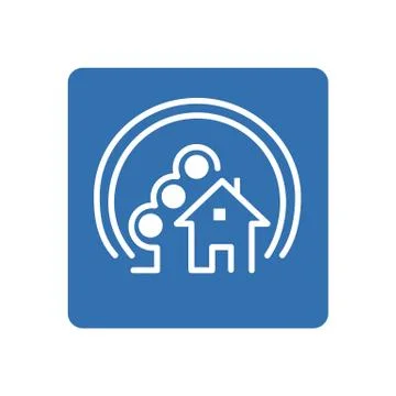 Vector house. Simple stylized icon of cottage in the village. Perspective vie Stock Illustration