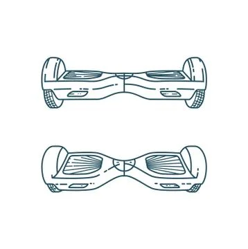 Vector Hover boards in linear style Stock Illustration