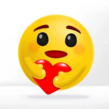 Vector Hugging Heart &amp; Smiling Care Emotion Social Media Reaction Stock Illustration