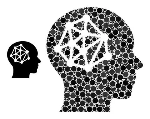 Vector Human Barin Network Composition of Small Circles イラスト素材