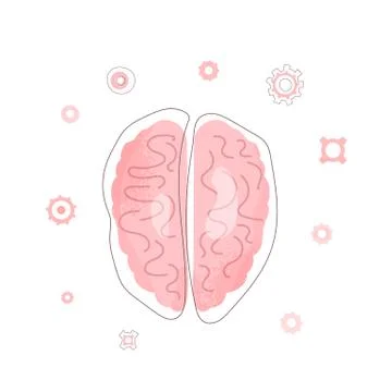 Vector human brain with gears. Mental health icon. Stock-Illustration