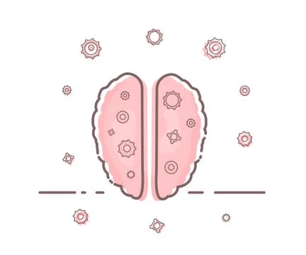 Vector human brain. Mental disorder icon with gears decoration. Illustrazione stock