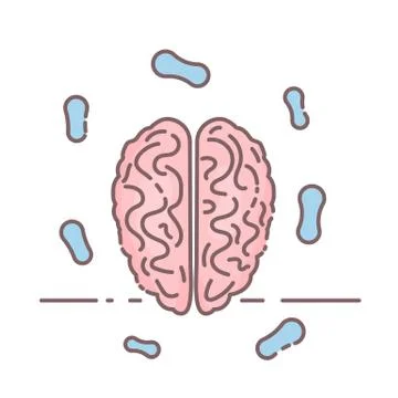 Vector human brain. Mental health icon. Stock Illustration