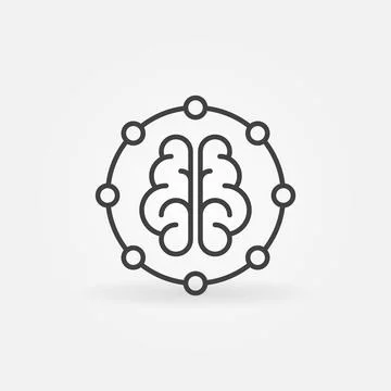 Vector Human Brain Neuron Connections outline icon Stock Illustration