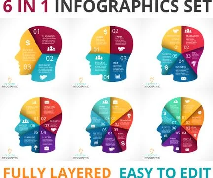 Vector human face infographic. Cycle brainstorming head diagram. Creativity Stock Illustration