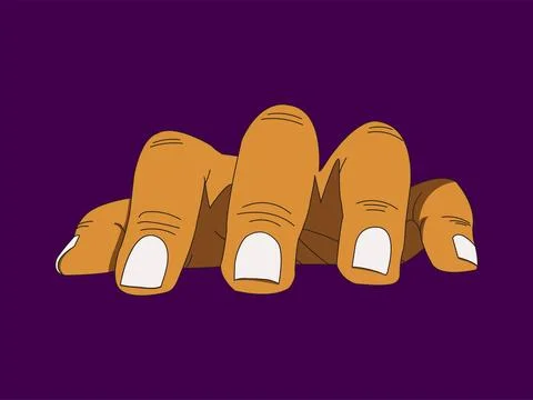 Vector of human hand with five fingernails on purple background Stock Illustration