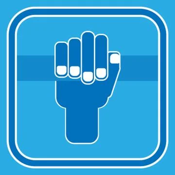 Vector of a human hand holding a handrail, a handrail, a crossbar. Logo - hol Stock Illustration