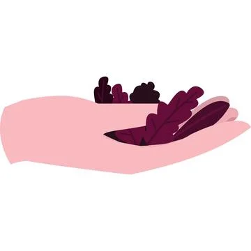Vector human hand holding plant leaf icon Illustration