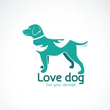 Vector of human hand that hugs the dog(Labrador) on white background. Pet Ani Stock Illustration