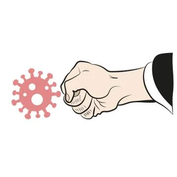 Vector. Human hand kick the Corona Virus Stock Illustration