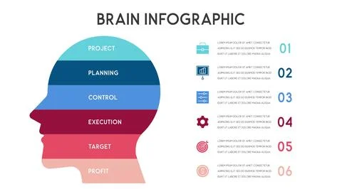 Vector human head and other elements for infographics Illustrazione stock