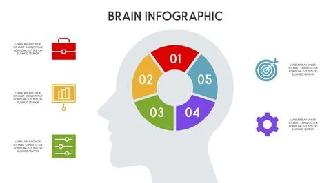 Vector human head and other elements for infographics 스톡 일러스트