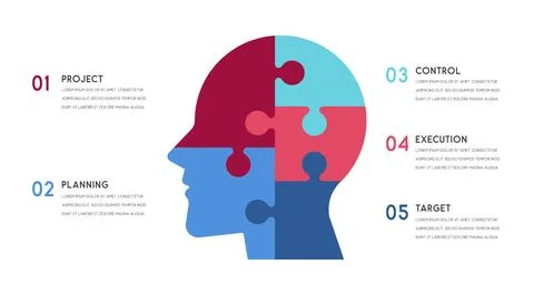 Vector human head and other elements for infographics Stockillustratie