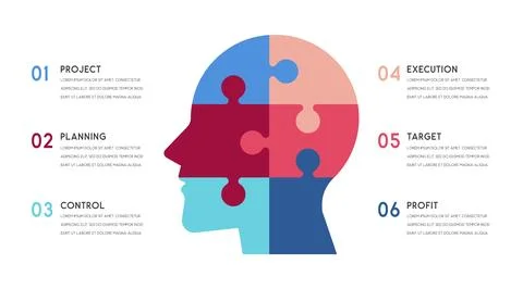 Vector human head and other elements for infographics Stock Illustration