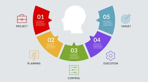 Vector human head and other elements for infographics 스톡 일러스트
