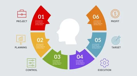 Vector human head and other elements for infographics Stock Illustration