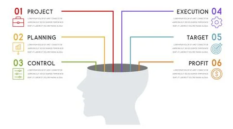 Vector human head and other elements for infographics Stock Illustration