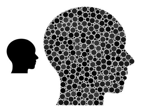 Vector Human Head Composition of Small Circles Stock Illustration