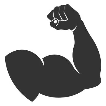 Vector human muscle shape. Hand arm silhouette symbol. Biceps arm flat muscle Stock Illustration