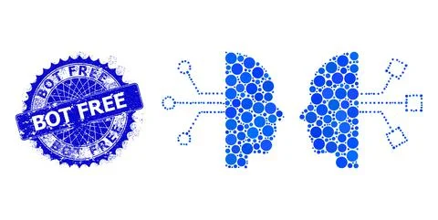 Vector Human Network Interface Mosaic of Small Circles and Distress Bot Free Stock Illustration