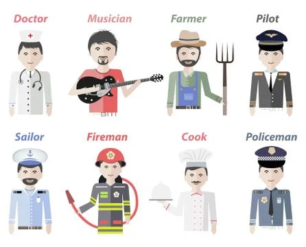 Vector human personages of different professions Illustrazione stock
