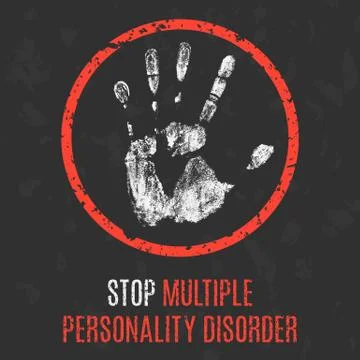 Vector. Human sickness. Stop multiple personality disorder. Stock Illustration