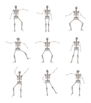 Vector human skeleton in motion in various poses Stock Illustration
