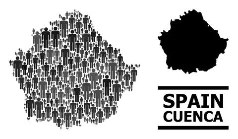 Vector Humans Mosaic Map of Cuenca Province and Solid Map Illustrazione stock