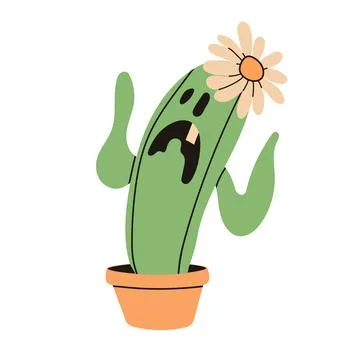 Vector hungry carnivorous cactus in a pot Stock Illustration