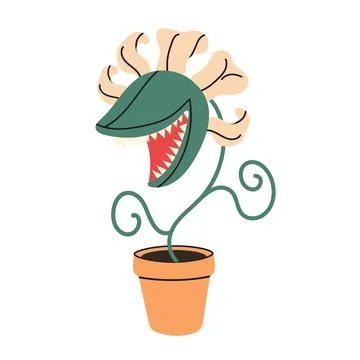 Vector hungry carnivorous plant in pot Stock Illustration